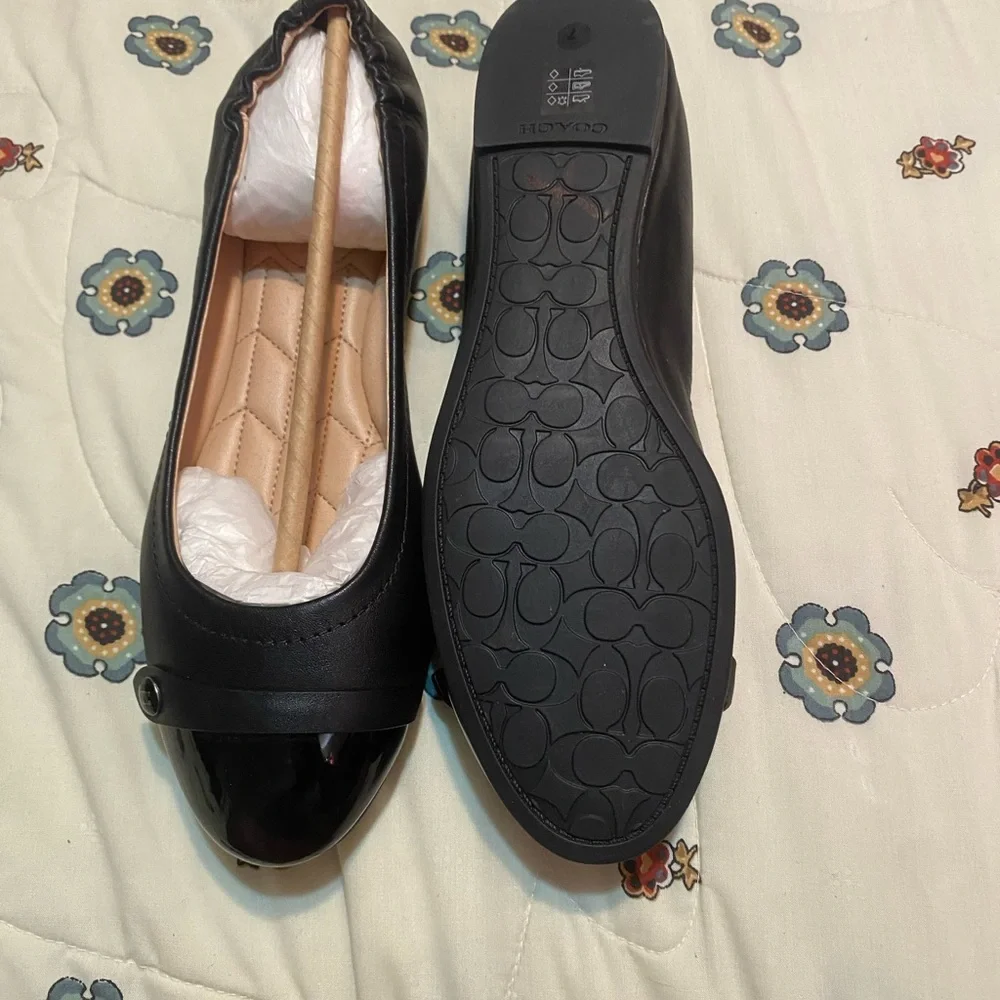 Coach Brandi Ballerina Patent Tip Black Leather Flats Sz.7B BRAND NEW - Picture 4 of 7
